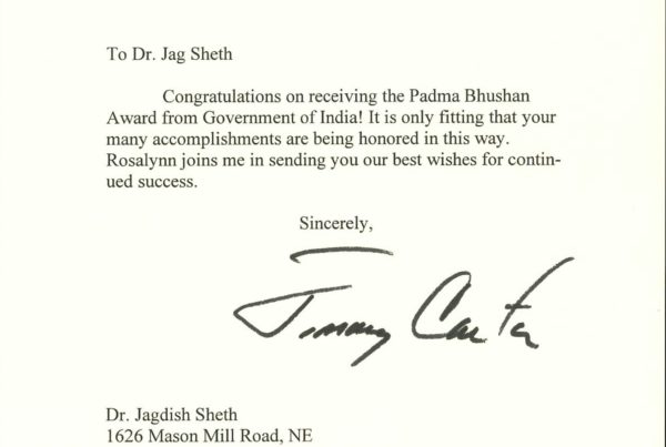 President Carter Congratulations Padma Bhushan Award